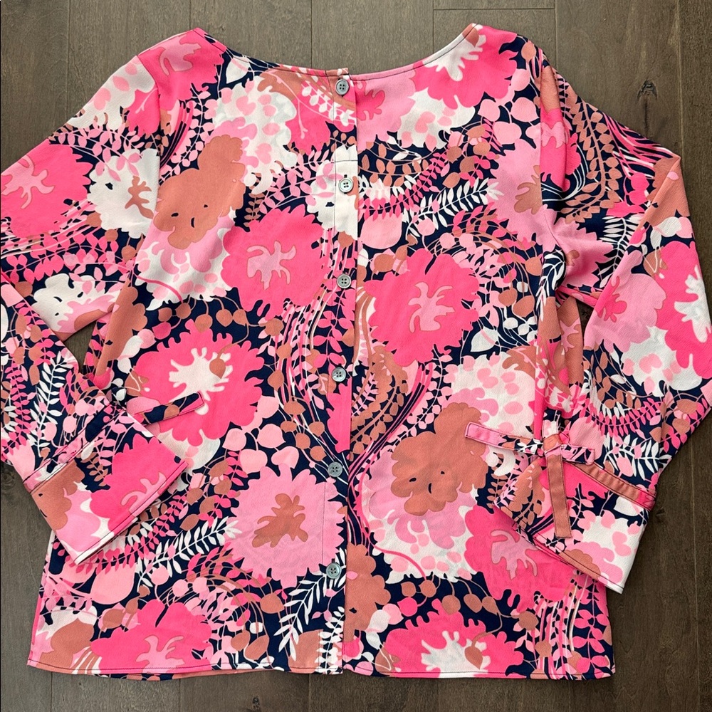 NWT Talbots Pink and Navy Floral Top - Picture 6 of 6